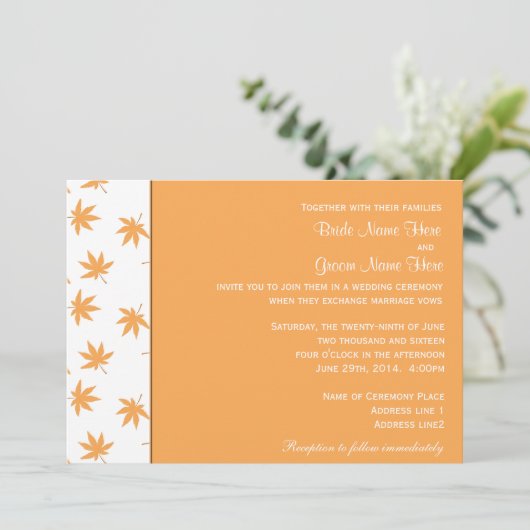 Herbstdekorative Blätter Einladung (Stehend Vorderseite)