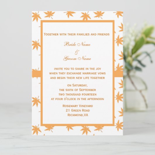 Herbstdekorative Blätter Einladung (Stehend Vorderseite)