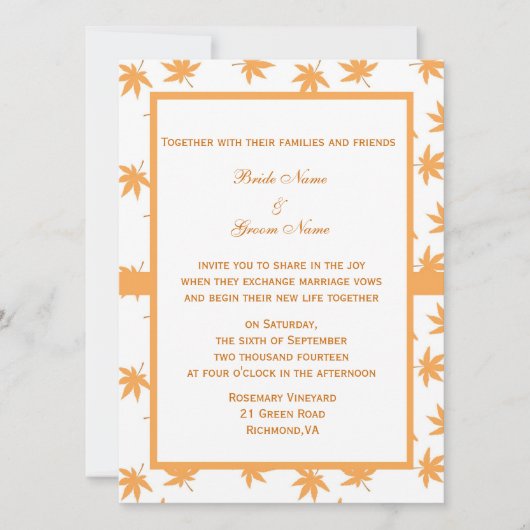 Herbstdekorative Blätter Einladung (Vorderseite)