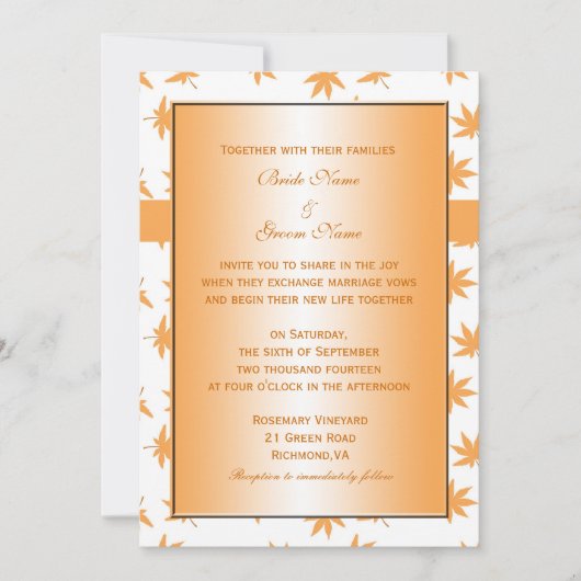 Herbstdekorative Blätter Einladung (Vorderseite)