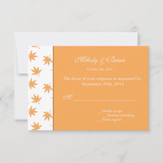 Herbstdekorative grafische Blätter Hochzeit RSVP (Vorderseite)