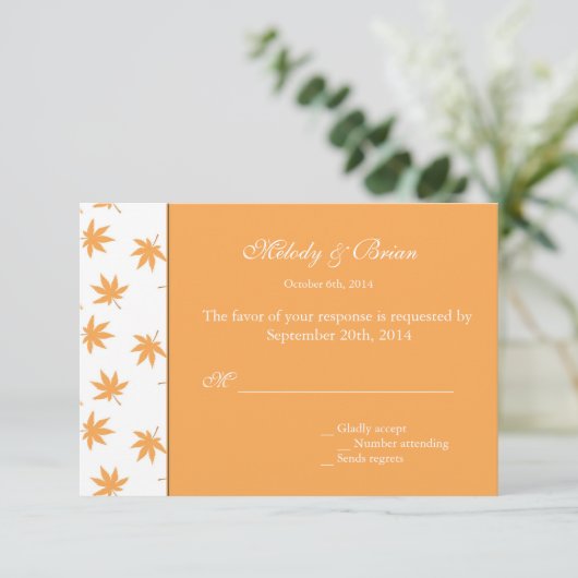 Herbstdekorative grafische Blätter Hochzeit RSVP (Stehend Vorderseite)