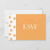 Herbstdekorative grafische Blätter Hochzeit RSVP Karte (Rückseite)