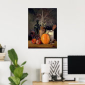 Herbstdekore auf Tabellendrucken Poster (Heimbüro)