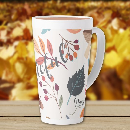 Herbstdesign "dankbar" & Name 17oz Latte Tasse