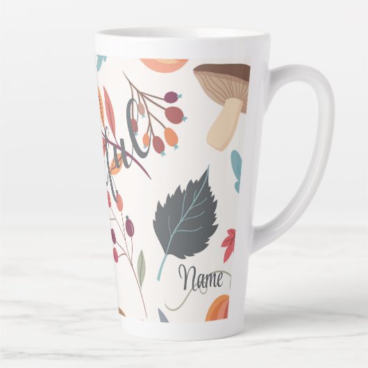 Herbstdesign "dankbar" & Name 17oz Latte Tasse (Rechts)