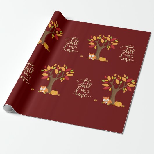 Herbstdesign-Herbst in der Liebe Geschenkpapier (Ungerollt)