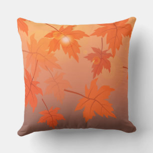 Herbstdesign mit Ahornblättern und Bokeh-Effekt Kissen