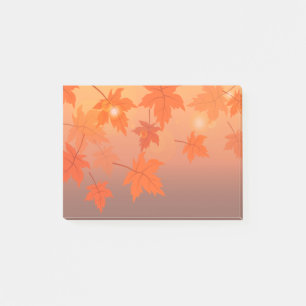 Herbstdesign mit Ahornblättern und Bokeh-Effekt  Post-it Klebezettel