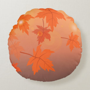 Herbstdesign mit Ahornblättern und Bokeh-Effekt Rundes Kissen