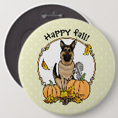 Herbstdeutscher Schäferhund (schwarz-braun) Pumpki Button (Vorne & Hinten)