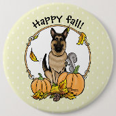 Herbstdeutscher Schäferhund (schwarz-braun) Pumpki Button (Vorderseite)