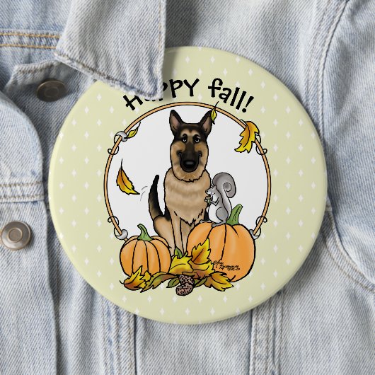 Herbstdeutscher Schäferhund (schwarz-braun) Pumpki Button (Beispiel)