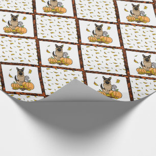 Herbstdeutscher Schäferhund (schwarz-braun) Pumpki Geschenkpapier
