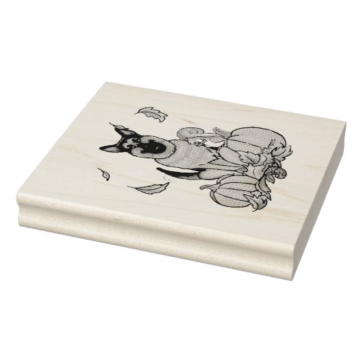 Herbstdeutscher Schäferhund (schwarz-braun) Pumpki Gummistempel (Stempel)
