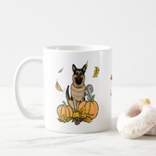 Herbstdeutscher Schäferhund (schwarz-braun) Pumpki Kaffeetasse