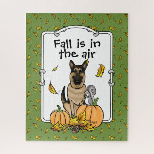 Herbstdeutscher Schäferhund (schwarz-braun) Pumpki Puzzle