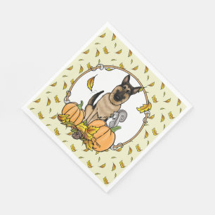 Herbstdeutscher Schäferhund (schwarz-braun) Pumpki Serviette
