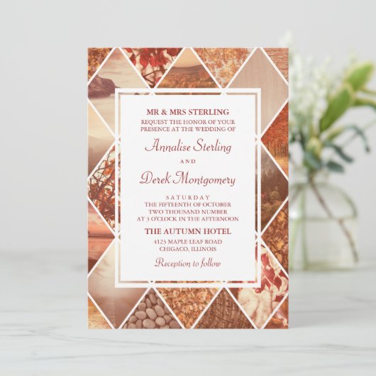 Herbstdiamanten| Einladung der Hochzeit im Herbst (Stehend Vorderseite)
