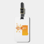 Herbstdruckerin mit orangefarbenen Blätter und Kro Gepäckanhänger (Vorderseite vertikal)