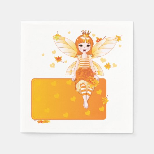 Herbstdruckerin mit orangefarbenen Blätter und Kro Serviette (Vorderseite)