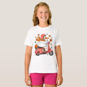 Herbstduck Vespa Pumpkin Scooter Herbstlaube T-Shirt (Vorne ganz)