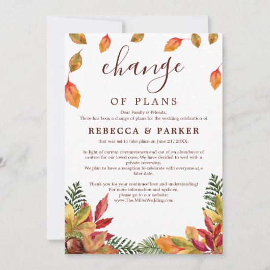 Herbstduft Hochzeit verschoben Ankündigung (Vorderseite)