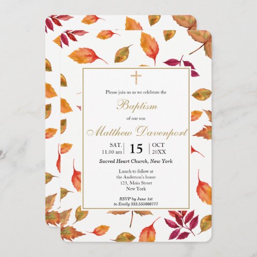 Herbstduft Taufen Einladung (Vorne/Hinten)