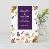 Herbstduft und lila Hochzeit Einladung (Stehend Vorderseite)