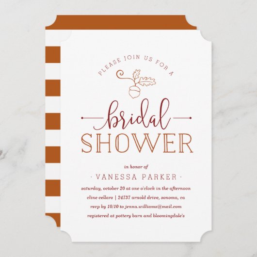 Herbstdusche Acorn Bridal Einladung (Vorne/Hinten)