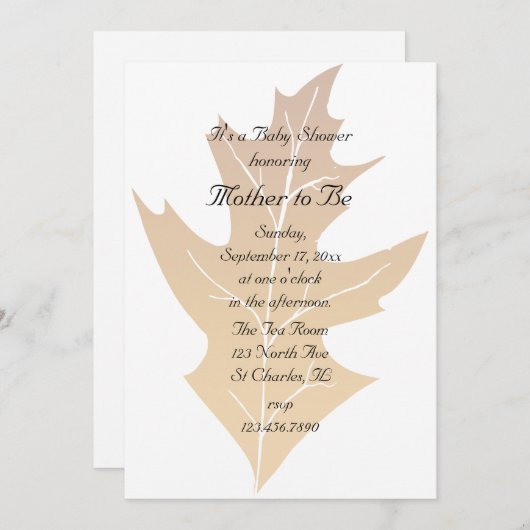 Herbstdusche aus Eichenholz Einladung (Vorne/Hinten)