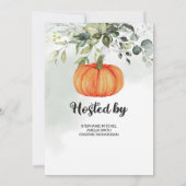 Herbstdusche aus Kürbis, grüne Blätterdusche Einladung (Rückseite)