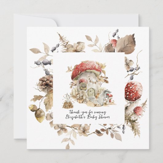 Herbstdusche aus Waldwald Pilzsäulendusche Einladung (Vorderseite)