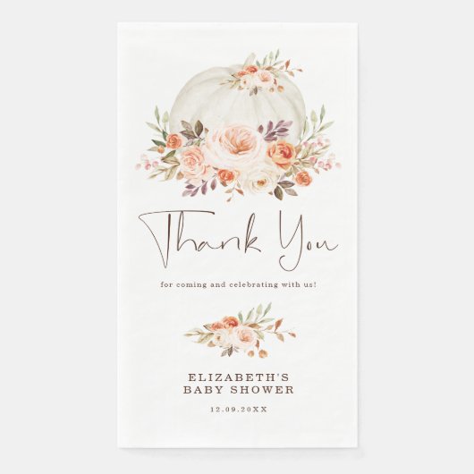 Herbstdusche Baby Blush Apricot Bloral Serviette (Vorderseite)