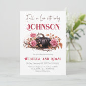 Herbstdusche Black Pumpkin Bloral Herbstthema Einladung (Stehend Vorderseite)