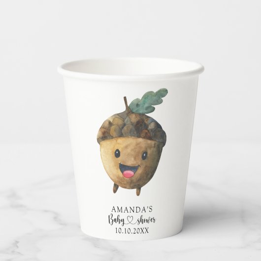 Herbstdusche Cartoon Pappbecher (Rückseite)