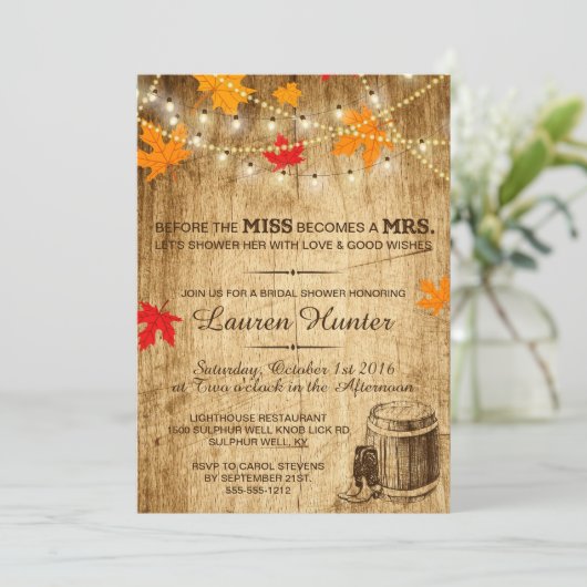 Herbstdusche Einladung für Hochzeit (Stehend Vorderseite)