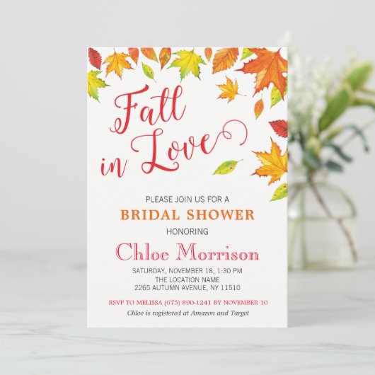 Herbstdusche Einladung, Herbstfall in Liebe Einladung (Stehend Vorderseite)