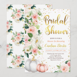 Herbstdusche Einladung Rosa und Gold Blütenpink