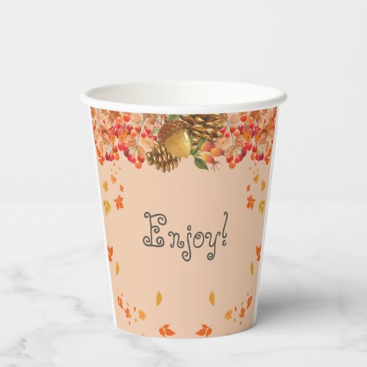 Herbstdusche in der Liebe Pappbecher (Rückseite)