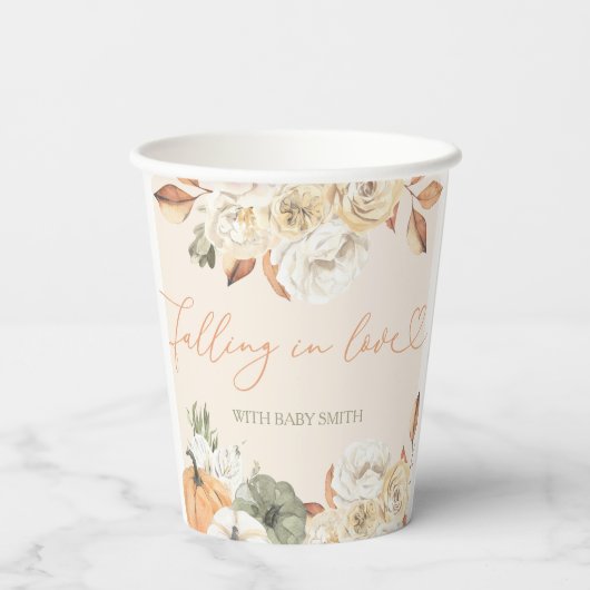 Herbstdusche in der Liebe Pappbecher (Rückseite)