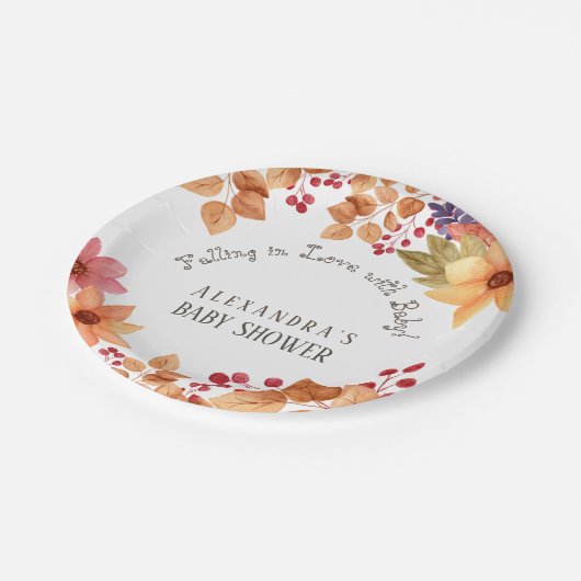 Herbstdusche in der Liebe Pappteller (Schrägansicht)