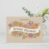 Herbstdusche mit Blumendusche Einladung (Stehend Vorderseite)