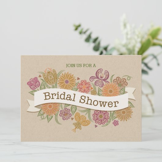 Herbstdusche mit Blumendusche Einladung (Stehend Vorderseite)