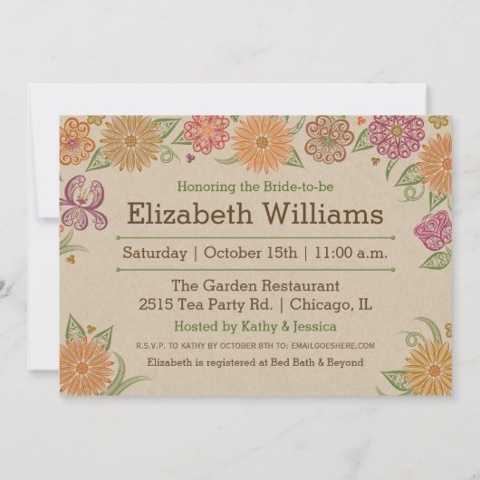 Herbstdusche mit Blumendusche Einladung (Rückseite)