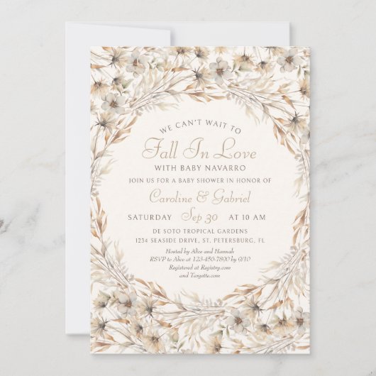 Herbstdusche mit Blumenspülung in der Liebe Einladung (Vorderseite)