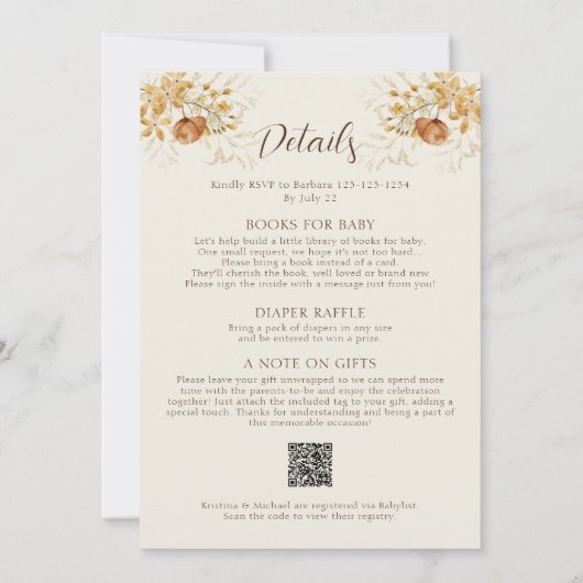 Herbstdusche mit Wildblume Einladung (Rückseite)