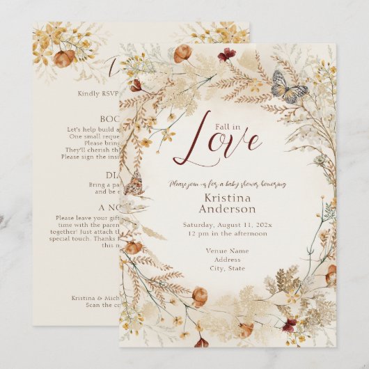 Herbstdusche mit Wildblume Einladung (Vorne/Hinten)