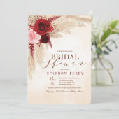 Herbstdusche Pampas Grass Bridal Einladung (Stehend Vorderseite)
