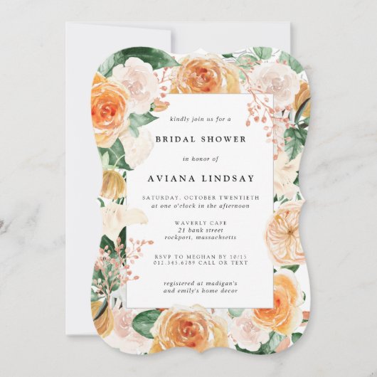 Herbstdusche Rose Blumendusche Einladung (Vorderseite)